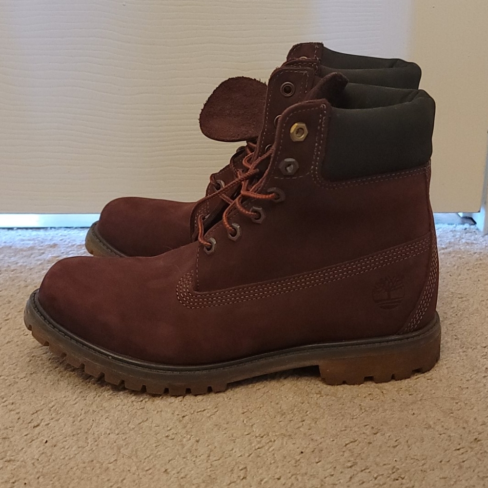 Maroon Timberland boots